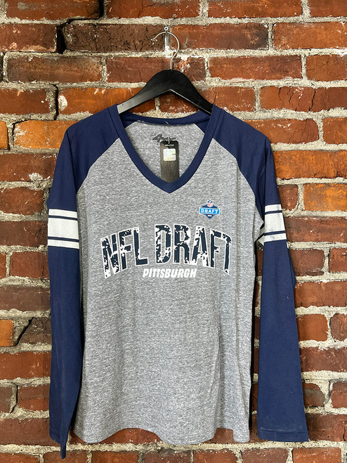 4her - NFL Draft Pittsburgh Ladies V-Neck Raglan - Blue