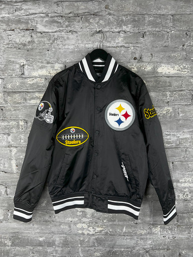 PITTSBURGH STEELERS CHEST HIT LOGO SATIN JACKET (YELLOW) – Pro Standard