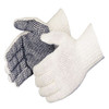 Cotton/Poly Plain Seamless Knit Gloves/One-Sided Black PVC Dot