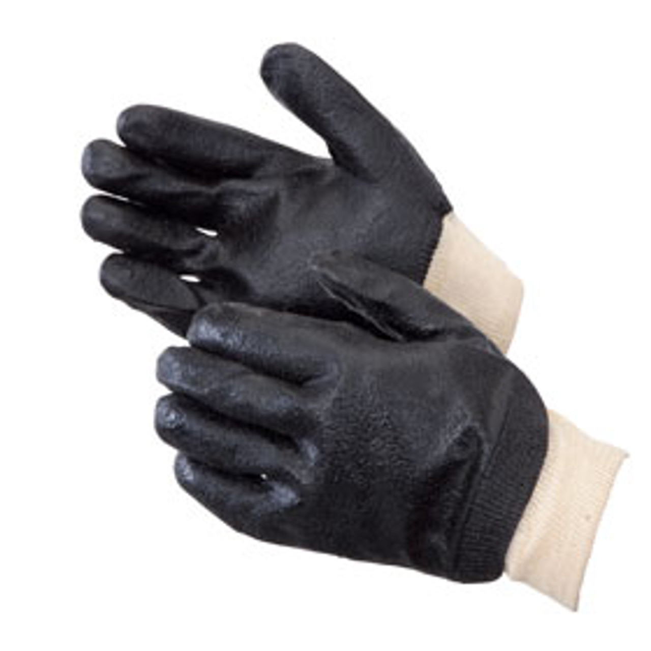 PVC Semi-Rough Finish Gloves w/Knit Wrist