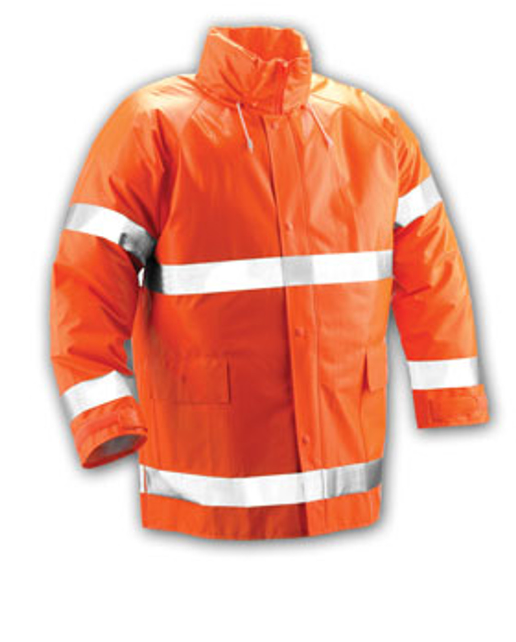 Comfort-Brite® Jacket - Fluorescent Orange-Red - Attached Hood - Silver Reflective Tape