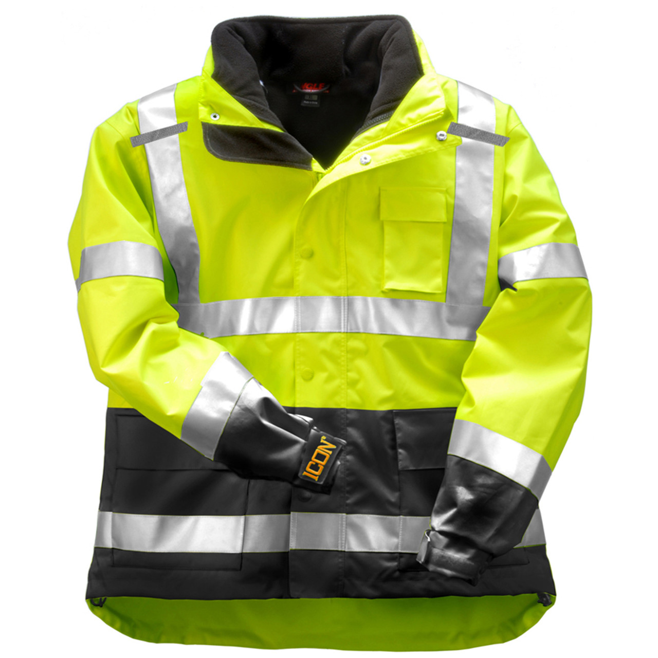 ICON 3.1™ - Jacket System - Fluorescent Yellow-Green-Black - Attached Hood - Silver Reflective Tape - Removable Black Fleece Jacket