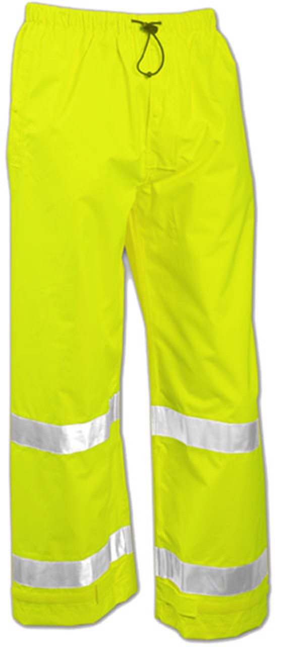 Vision™ Pants - Fluorescent Yellow-Green - Snap Fly Front - Silver Reflective Tape  