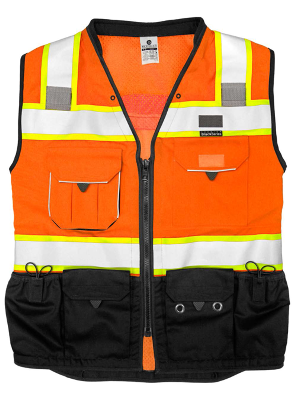 Premium Black Surveyors Vest, Orange