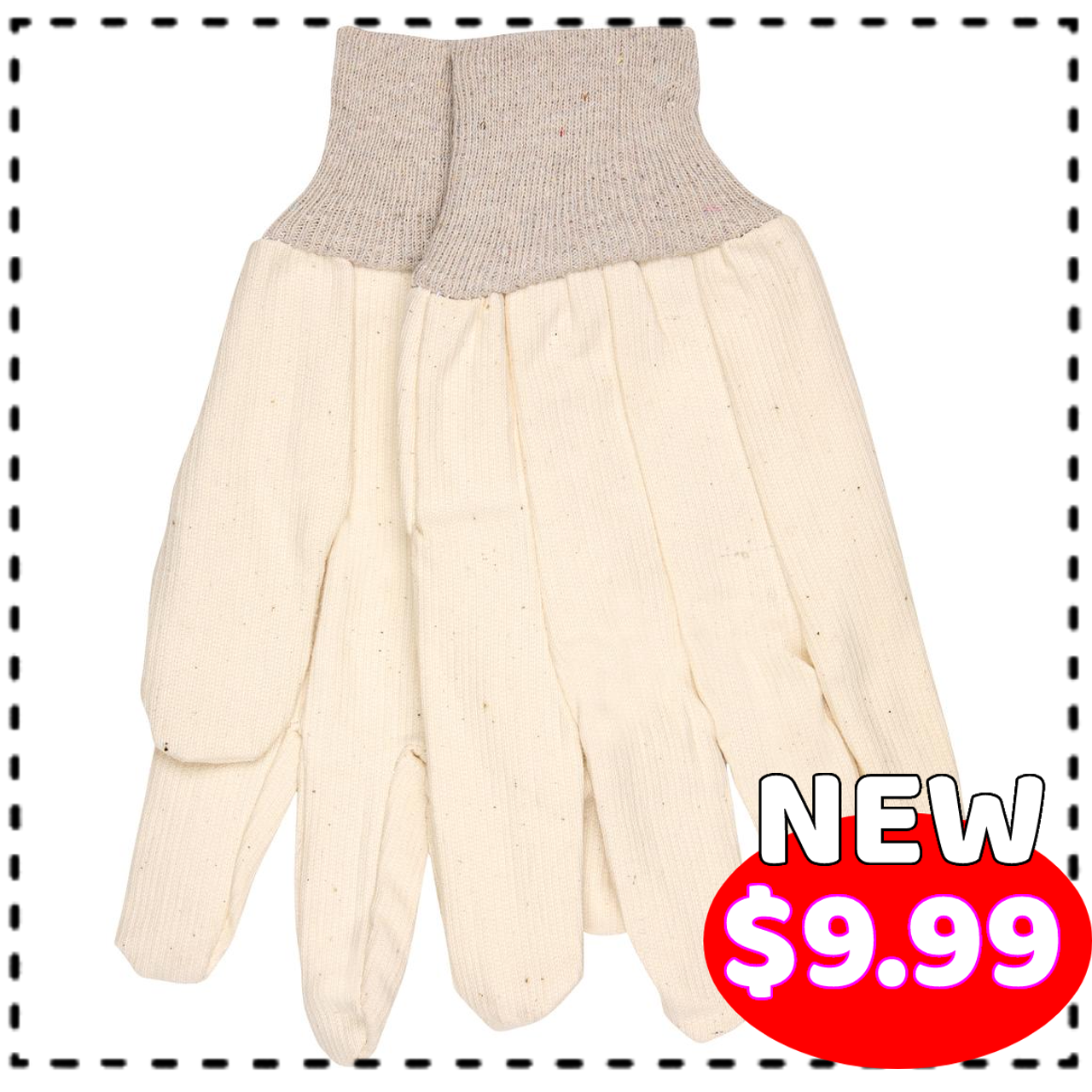 Cotton Corded Canvas Gloves - Clute Pattern - Knit Wrist