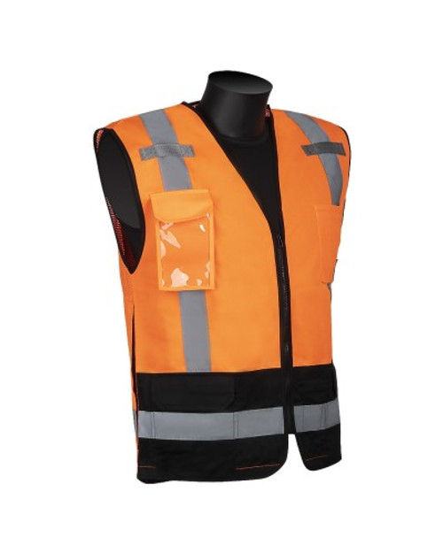 Class 2 HiVizGard™ Solid Front and Mesh Back Surveyors Vest 