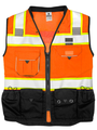 Premium Black Surveyors Vest, Orange