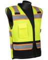 Class 2 HiVizGard™ Solid Front and Mesh Back Surveyors Vest with Black Bottom