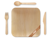 FOOGO Green combo 25 square party pack plates and cutlery