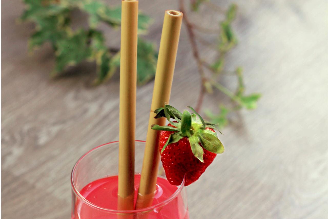 4 Tall Glass Bamboo Straws & Coconut Brush, Reusable Straws, Eco Friendly