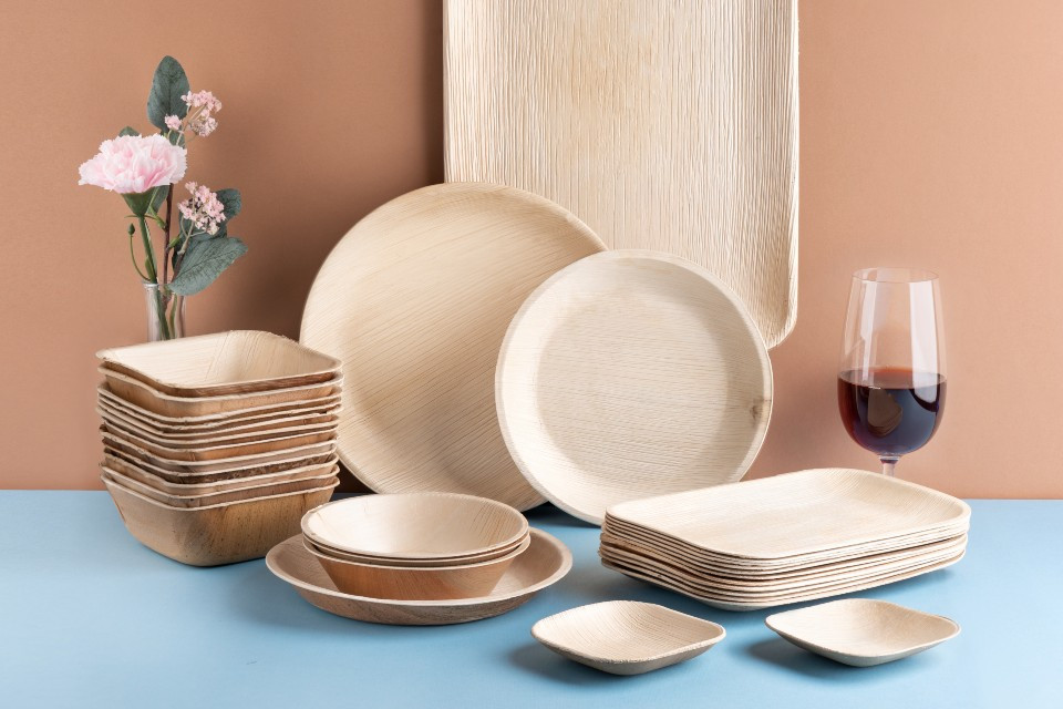 Disposable Plates Bamboo Plates And Bowls Set Veneerware