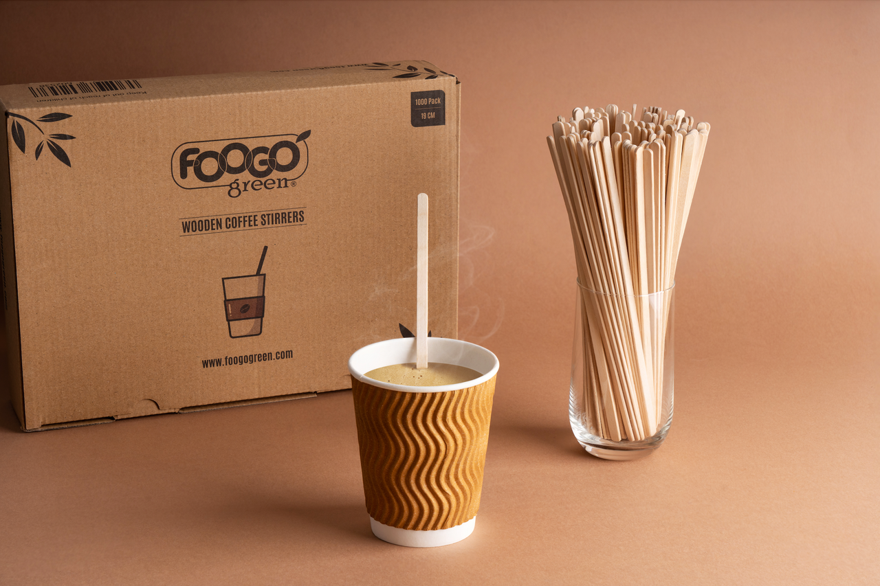 7.5 Disposable Compostable Wooden Coffee Stir Stick - 1000 Pcs