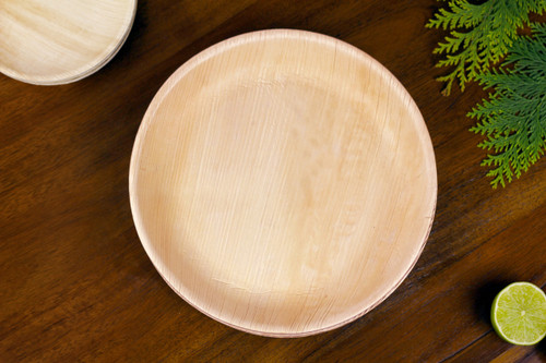 Large 9 inch round palm leaf plate disposable eco friendly biodegradable compostable wedding party function plate