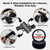 Black pistol grip partly wrapped in high-tack tactical tape with callouts for the double-strength adhesive backing, all-weather hold, clean removal and close conforming fit around tight contours.