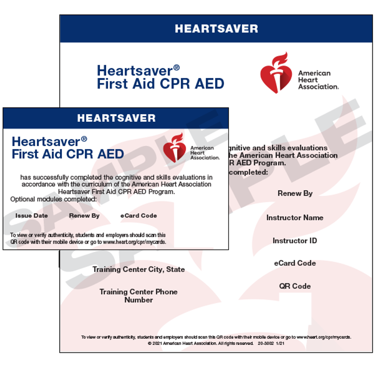 Aha Heartsaver First Aid Cpr Aed E Card