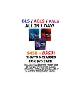 BLS/ACLS/PALS ALL IN ONE DAY 9 AM TO 5 PM + 3 FREE CLASSES 2025 Guidelines! BLS/ACLS/PALS ALL IN ONE DAY 9 AM TO 5 PM + 3 FREE CLASSES 2025 Guidelines!
