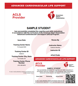 AHA ACLS E-Card Sample AHA ACLS E-Card Sample