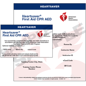 AHA HeartSaver First Aid CPR AED E-Card AHA HeartSaver First Aid CPR AED E-Card
