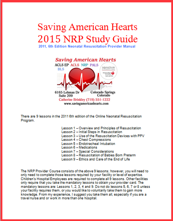 Nrp Neonatal Resuscitation Program Study Guide Free Download Saving