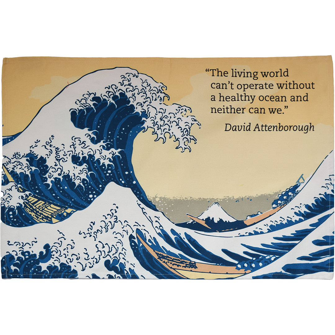 Hokusai Wave - Protect the Oceans tea towel - Political gifts