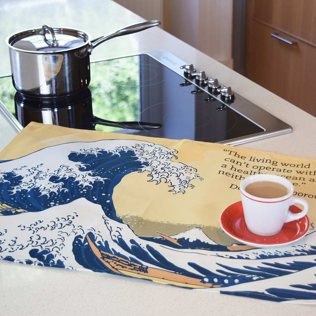Hokusai Wave - Protect the Oceans tea towel - Political gifts