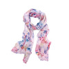 Pink Flowers Blue Leaves On Pink Viscose Scarf