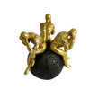 Gold And Black Resin Craft - 3 Humans Sitting On Ball