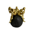 Gold And Black Resin Craft - 3 Humans Sitting On Ball