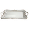 White And Gold Fleur De Lis Rectangle Mirror Tray