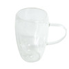 Clear Double Wall Handle Glass 450ml Coffee Mug