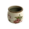 Small Ceramic Pot - Pink Lily Flower And Edelweiss
