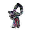 Cashmere Scarf - Frieda, Purple Flowers Green Leaves