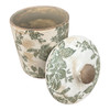 Ceramic Jar 15cm - Green Floral Silhouettes