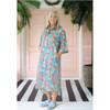 Gail Shirt Dress - Aqua Tropical Leaf Print