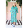 Gail Shirt Dress -Aqua Ocean Wave Print Gail Shirt Dress -Aqua Ocean Wave Print
