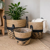 Woven Storage Basket with Handles – Natural & Black