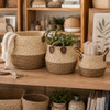 Woven Storage Basket with Handles – Natural Two-Tone