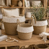 Woven Storage Basket With White Fringe