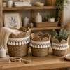 Woven Basket - Scalloped Edge & Tassel Trim