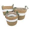 Woven Basket with Olive & White Stripes