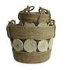 Brown And White Spiral Detail Woven Basket