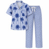 Cotton Long PJ's Set / Blue Palm Haven