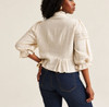 Linen Trim Blouse - Oat