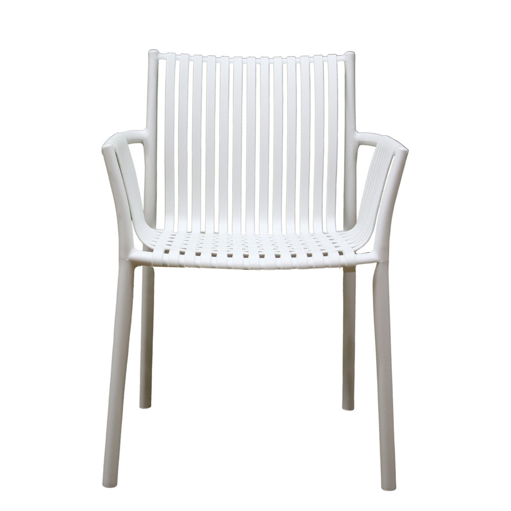 Stackable White Weaved Seat Chair