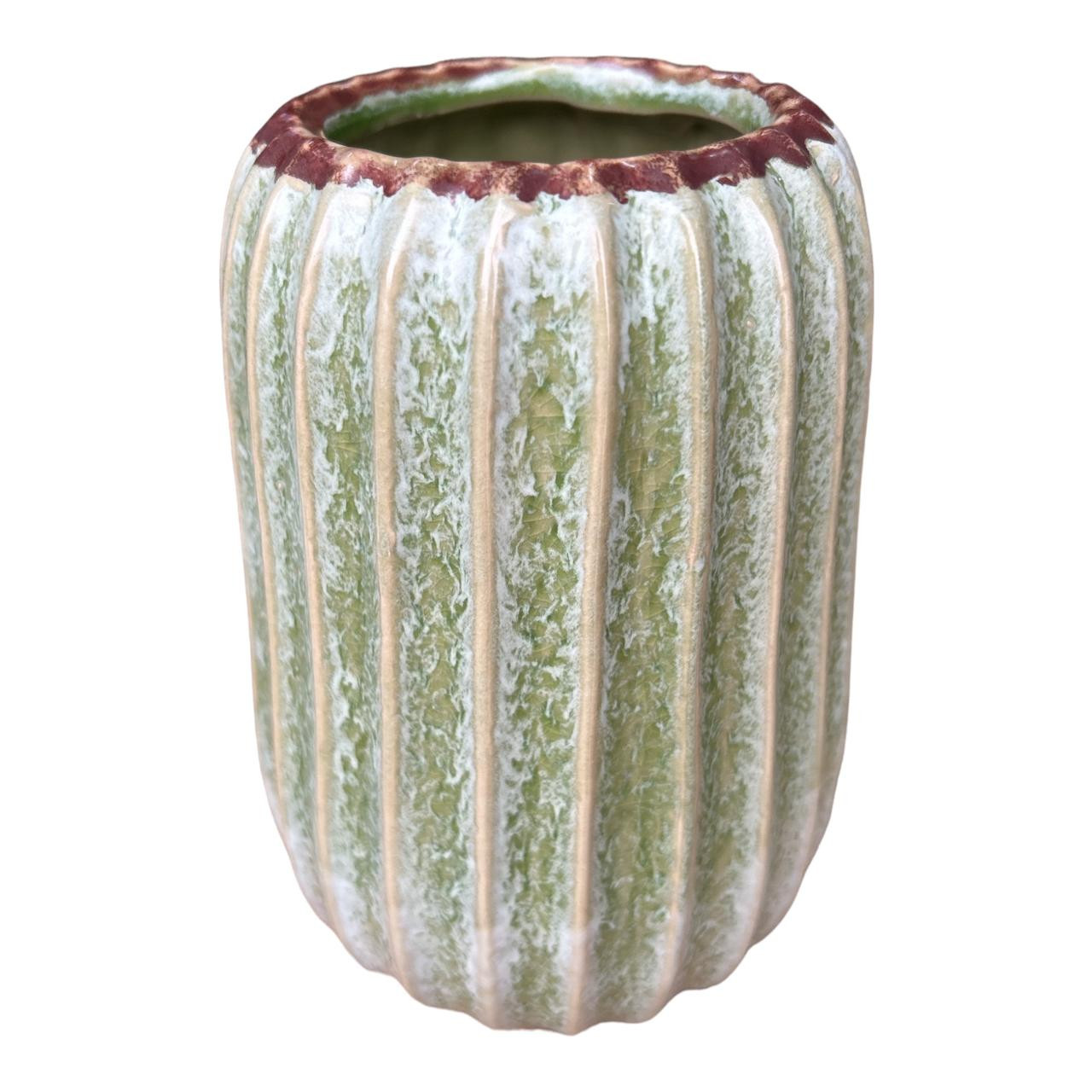 Ceramic Vase - Rustic Green Cactus - lifestyle @ BALI TRADING