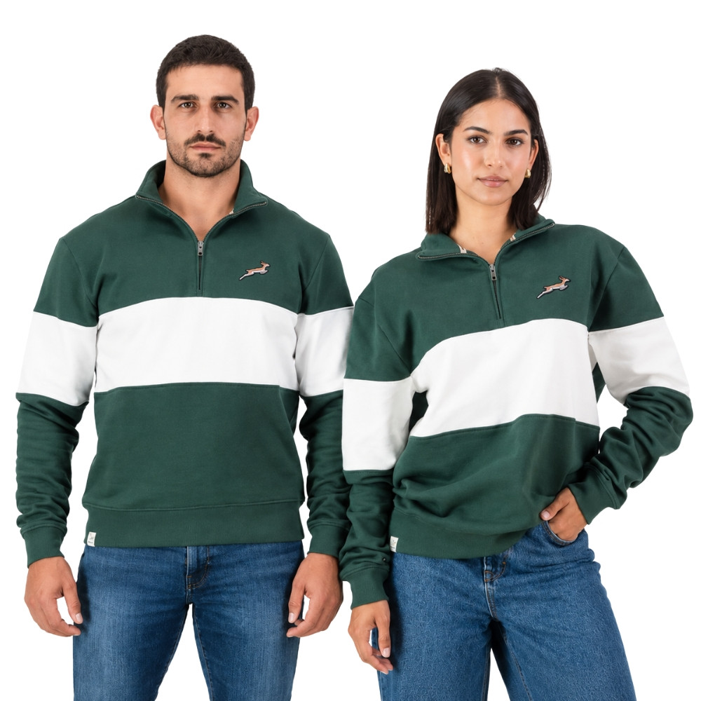 Springboks Classic Hoop Quarter Zip / OS Green - lifestyle @ BALI