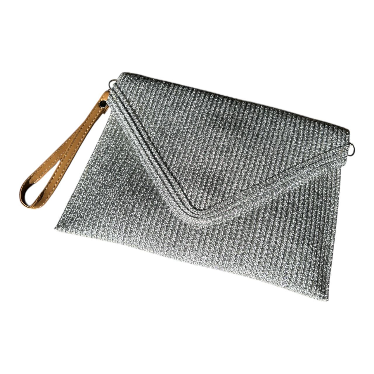 Shimmer Silver Envelope Clutch Handbag - lifestyle @ BALI TRADING