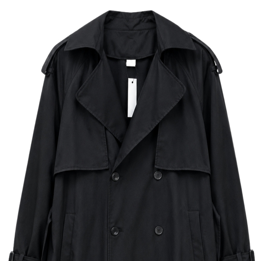Dbl-breasted Coat/Black - lifestyle @ BALI TRADING