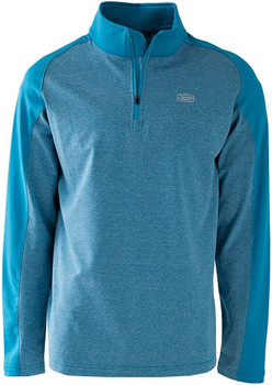 Mens 1/4 Baltic Teal Melange Brushed Sport Pullover