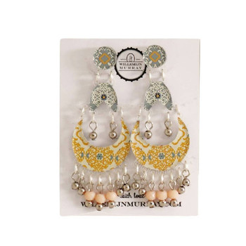 Mimosa Earring - Grey Mustard Mandala